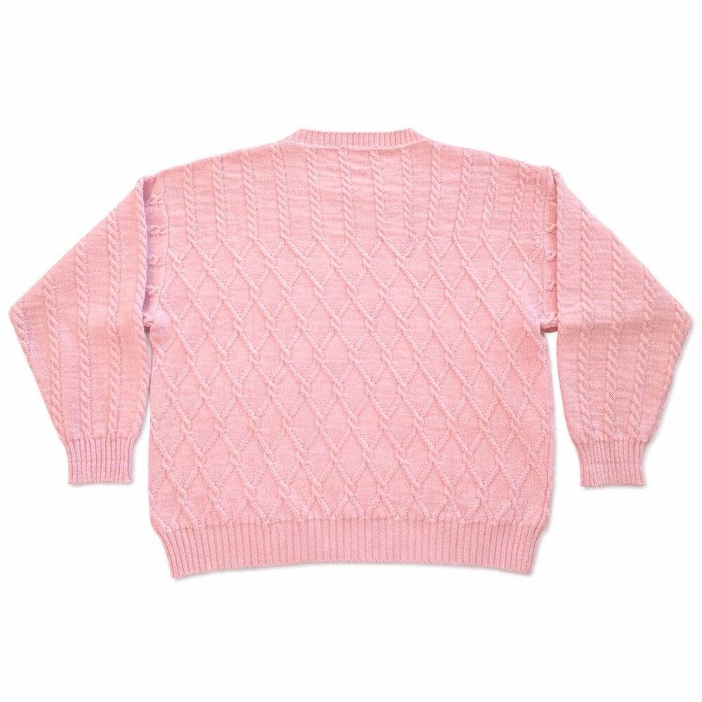 Vintage Pendleton 2X Pink Cable Knit Sweater 100% Virgin Wool USA Women - Picture 4 of 5